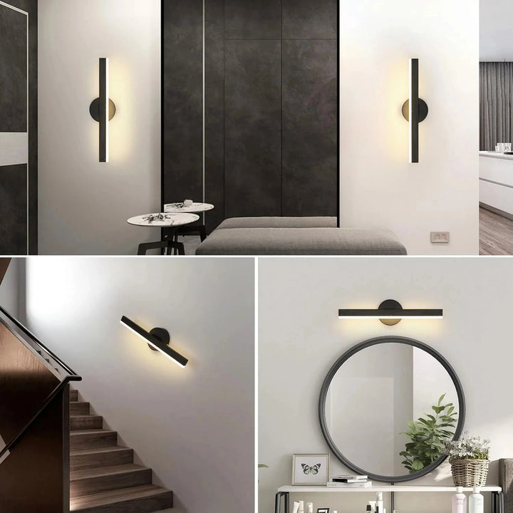 Applique murale LED orientable à 360°, en noir ou blanc, avec finition moderne pour éclairage intérieur par Luminaire Essenza.