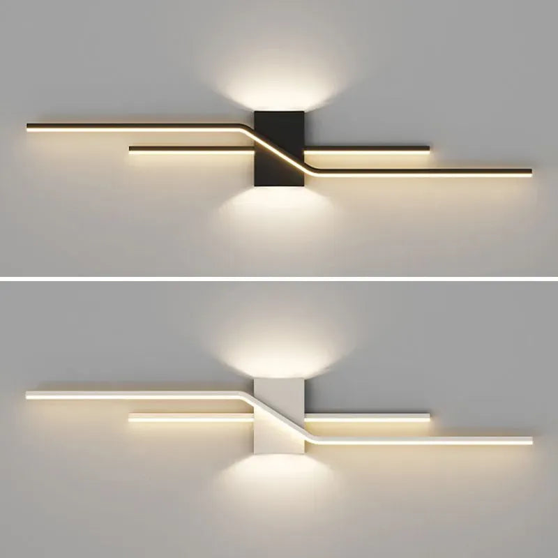 Applique murale LED linéaire double Luminaire Essenza, design minimaliste en noir ou blanc, éclairage moderne pour mur intérieur.