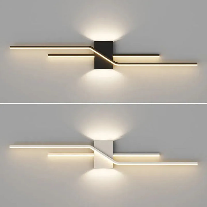 Applique murale LED linéaire double Luminaire Essenza, design minimaliste en noir ou blanc, éclairage moderne pour mur intérieur.