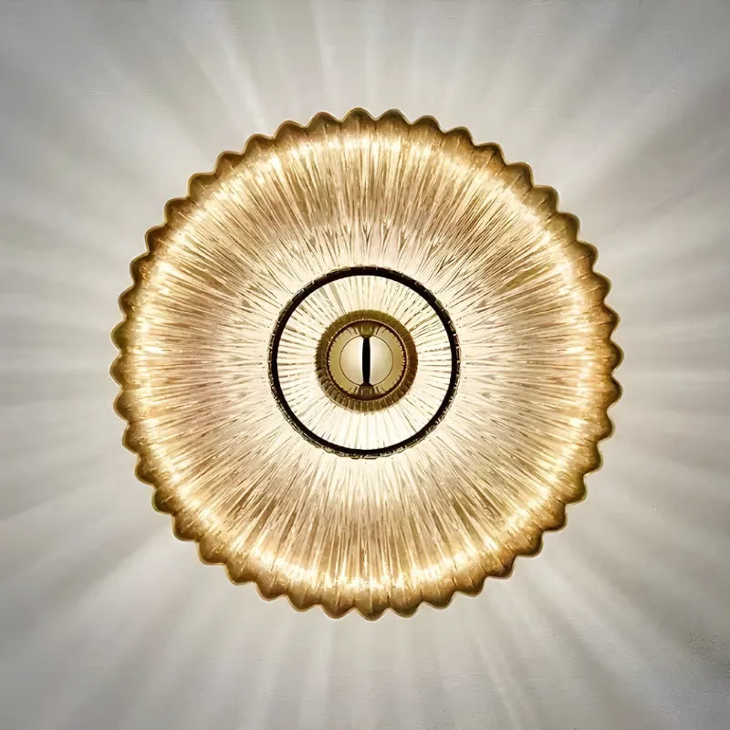 Applique murale décorative en verre en forme de cercle blanc chaud, moderne et élégante, par Luminaire Essenza.