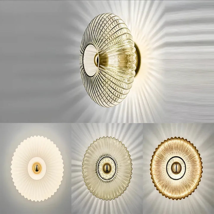 Applique murale décorative en verre Luminaire Essenza avec cercle blanc chaud, design moderne pour l’éclairage intérieur.