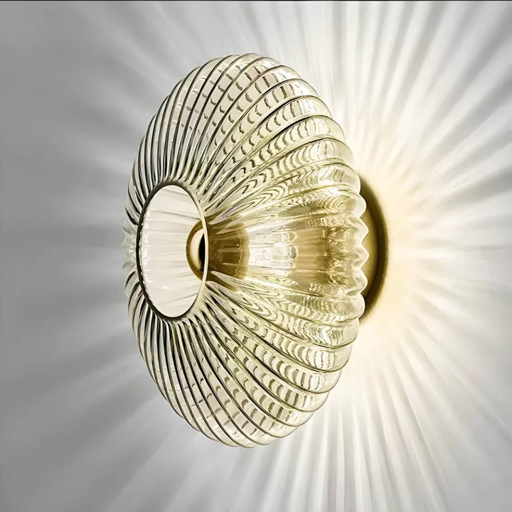 Applique murale décorative en verre cercle gris et blanc chaud, luminaire Essenza pour un éclairage élégant.