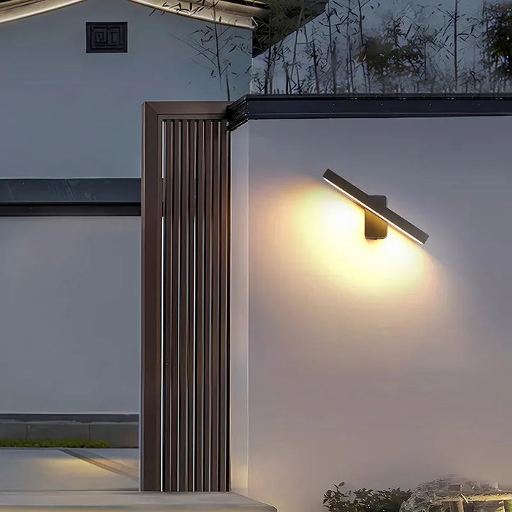 Applique murale LED extérieure moderne et minimaliste de 20 cm, blanc chaud, design épuré pour éclairage extérieur.