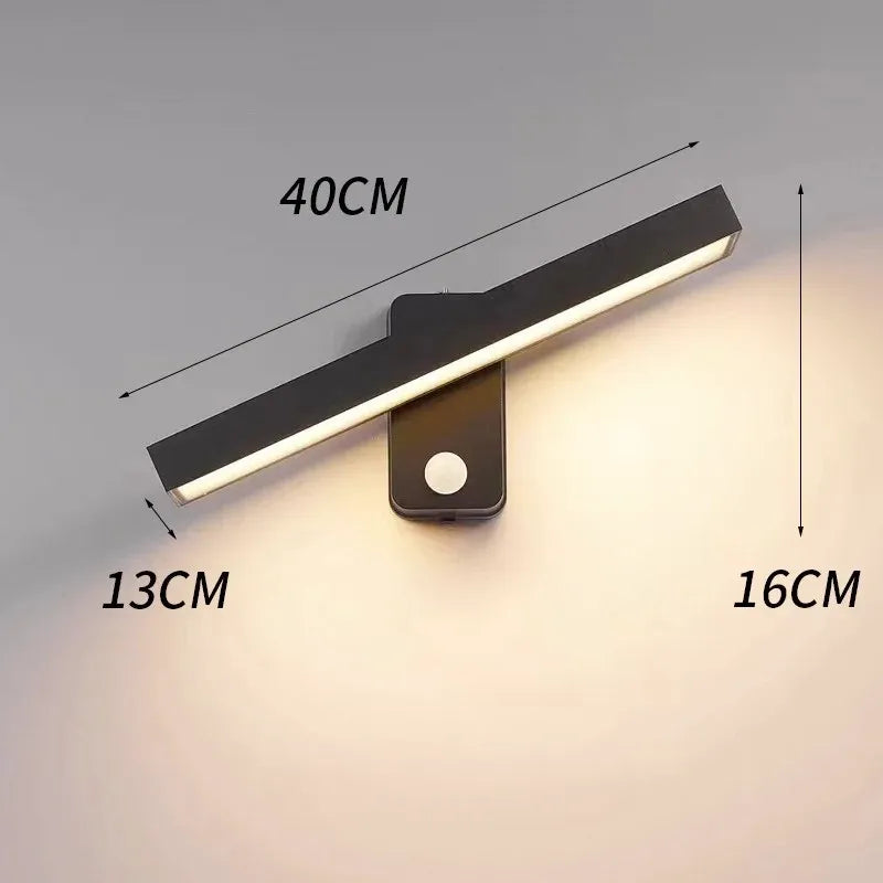 Applique murale LED extérieure moderne Luminaire Essenza, 40 cm, blanche, lumière blanc chaud, design minimaliste.