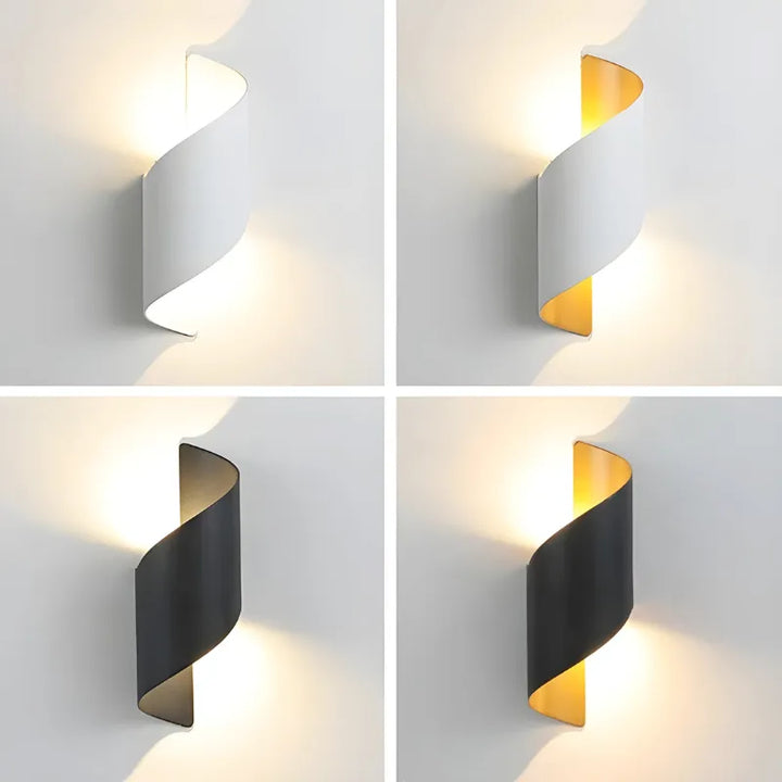 Applique murale LED extérieure Luminaire Essenza, design scandinave spiralé, minimaliste, étanche, moderne pour éclairage extérieur