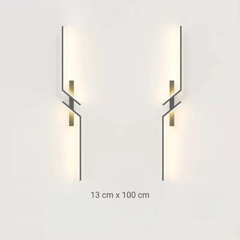 Paire d'appliques murales LED modernes et élégantes pour salon, blanc chaud, design minimaliste, 100 cm, par Luminaire Essenza