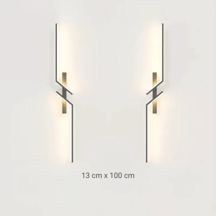 Paire d'appliques murales LED modernes et élégantes pour salon, blanc chaud, design minimaliste, 100 cm, par Luminaire Essenza
