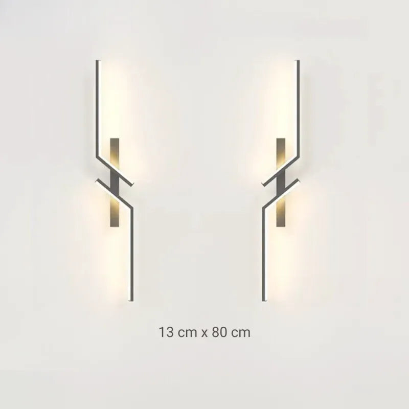 Paire d'appliques murales modernes LED Luminaire Essenza pour salon, blanc chaud, design élégant et minimaliste, 80 cm de long.